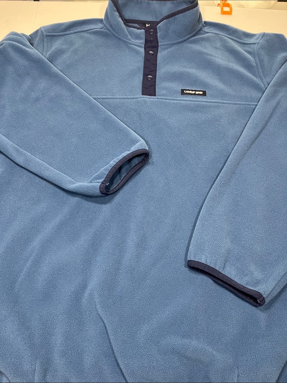 Lands’ End Snap-T Fleece Pullover‎ Blue 3XL Tall Men’s Jacket Pockets